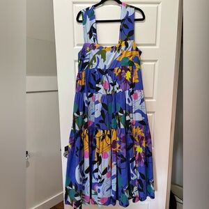 *Like New* Anthropologie The Helena Square-Neck Smocked Tiered Midi Dress